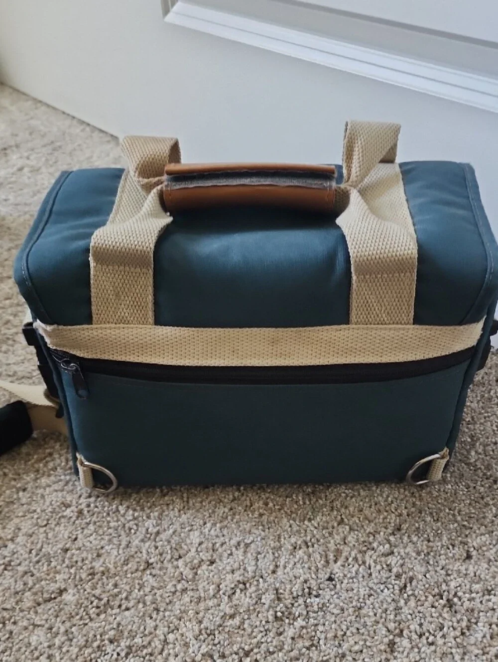VINTAGE Canon Dark green Camera Bag with Tan Accents